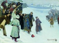 Кулачный бой на Москва-реке. 1897 - Кустодиев