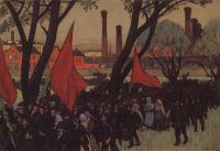 Первомайская демонстрация у Путиловского завода. 1906 - Кустодиев