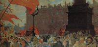 Праздник в честь открытия II конгресса Коминтерна 19 июля 1920 года. Демонстрация на площади Урицкого. 1921 - Кустодиев