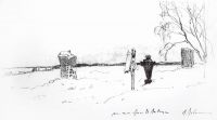 Зимний пейзаж. Кладбище. 1880-е - Левитан