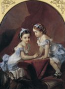 Девочки-сестры. Портрет Лизы и Наташи Араповых. 1879 - Макаров