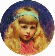 Портрет девочки с голубой лентой в волосах. 1890-е - Маковский
