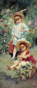Портрет детей художника. 1882, холст, масло, 192х82 см - Маковский