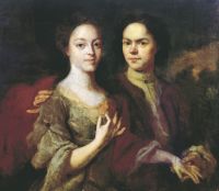 Автопортрет с женой Ириной Степановной. 1729 - Матвеев