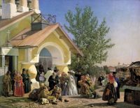 Выход из церкви в Пскове. 1864. Холст, масло. 70х89 см - Морозов