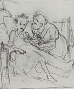 Мать с больным ребенком. 1878 Рис. 29,9х22,6 ГТГ - Перов