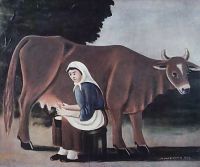 Женщина доит корову. 1916 - Пиросманашвили