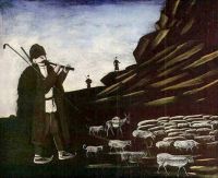 Пастух с овцами. Клеенка, масло. 110x138 ГМИ Грузии, Тбилиси - Пиросманашвили