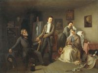 Семейство бедного художника и покупатель картин. 1857  - Пржецлавский