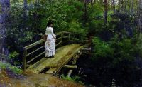 Летний пейзаж ( Вера Алексеевна Репина на мостике в Абрамцеве ). 1879 - Репин