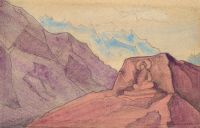 Этюд с образом Майтреи, высеченным на скале - Рерих