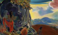 С.Н.Рерих.Зов (Священная флейта II). 1955. Холст, темпера. 91 х 154. Государственный музей Восток - Рерих