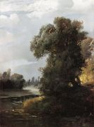 Летний день. Ивы на берегу реки. 1856 - Саврасов