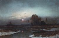 Осенний пейзаж с заболоченной рекой при луне. 1871 - Саврасов