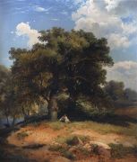 Пейзаж с дубами и пастушком. 1860 - Саврасов