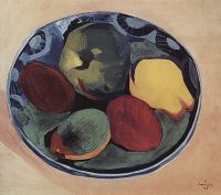 1915 Плоды на синей тарелке. Холст, темпера. 35,5х40 Калуга - Сарьян