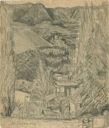 1929 Горный пейзаж. 21х18. Бумага, графитный карандаш. - Сарьян