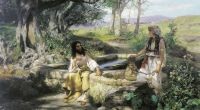 Христос и самарянка. 1890. Холст, масло. 101х183 см - Семирадский