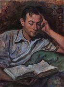 Александр Серебряков, читающий книгу. 1946 - Серебрякова