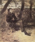 А.С.Пушкин на садовой скамье. 1899 - Серов