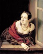 Женщина в окне (Казначейша). 1841. Холст, масло. 88х68 см - Тропинин