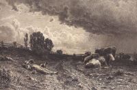 Летом в поле (Пастух со стадом). Первая половина 1860-х 28,4х42,9 - Шишкин
