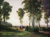 Пейзаж с гуляющими 1869 31,5х41,5 - Шишкин