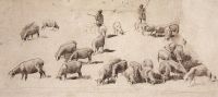 Стадо овец. 1862-1864 9,6х21,5 - Шишкин