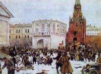 1927 Вступление в Кремль через Троицкие ворота 2(15) ноября 1917 года. Б., акв., белила. 32 х 43. ЦМР СССР.  (Вариант 1929г. в Перми) - Юон